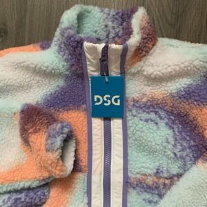 Dsg Cozy Fleece Zip Jacket Girls Size Small Ice Cave Multi Color High Pile